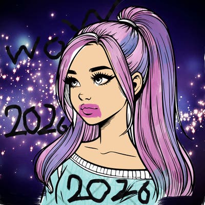 realistic girl with a high ponytail