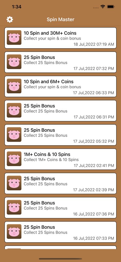 Lista de giros gratis diarios y recompensas de monedas en la aplicación Spin Master