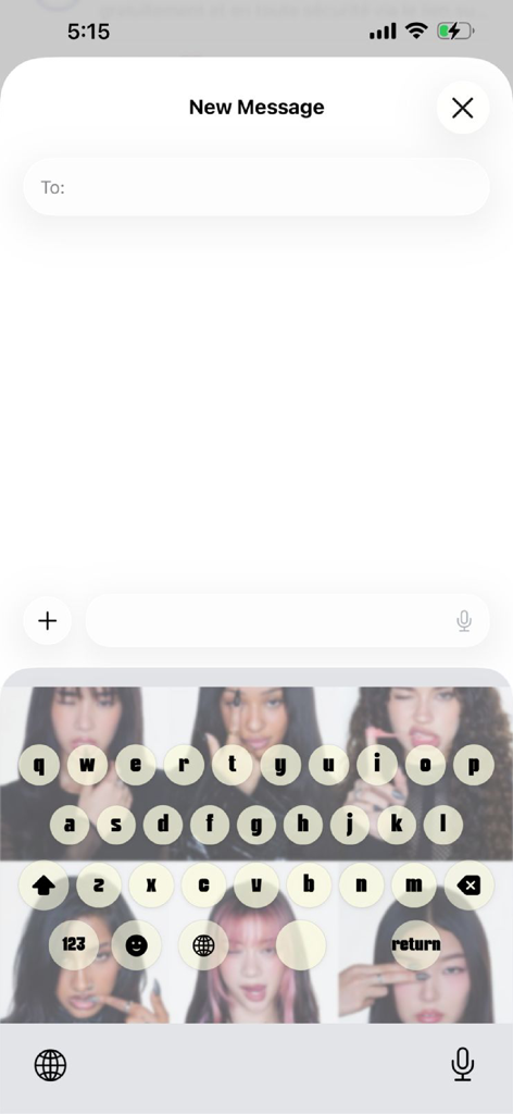 Katseye Kpop keyboard- Sticker - iOS messaging screen with a custom KATSEYE member themed keyboard