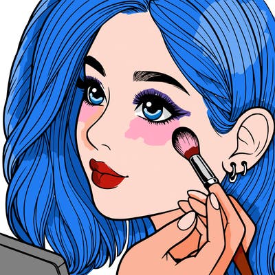 a realistic girl doing her makeup