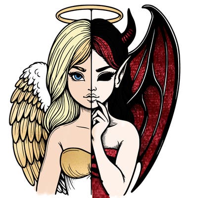 realistic angel half demon