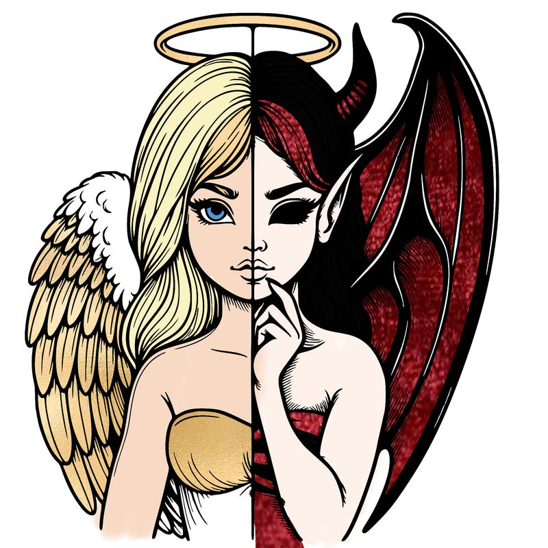 realistic angel half demon