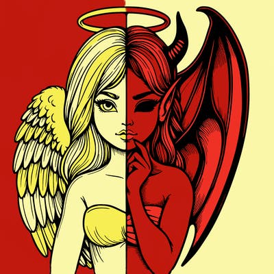 realistic angel half demon