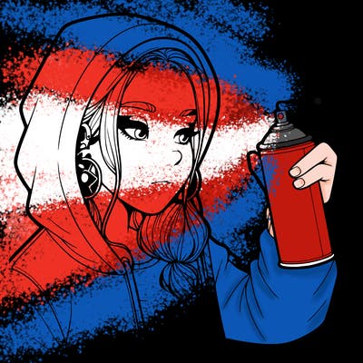 a realistic girl, spray painting