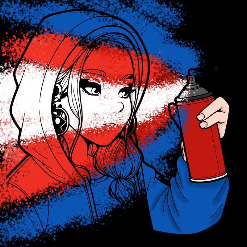 a realistic girl, spray painting