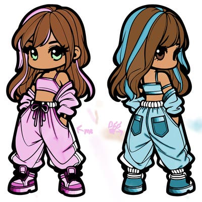 girl in crop top and baggy pants