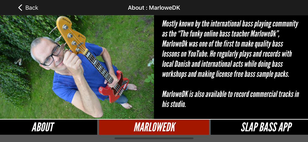 Bass Gym with MarloweDK - The about page for MarloweDK the instructor of the Bass Gym app