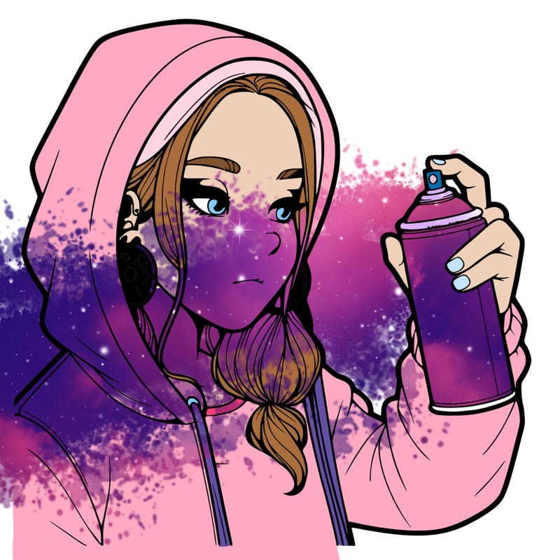 a realistic girl, spray painting