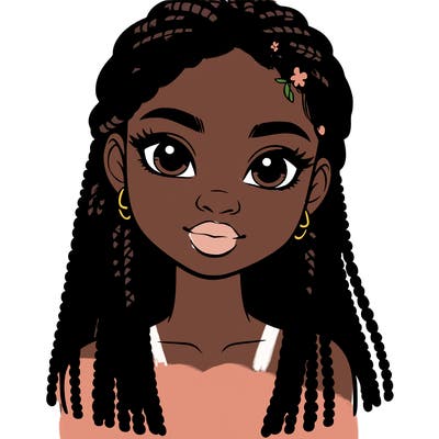 a realistic black girl with braids