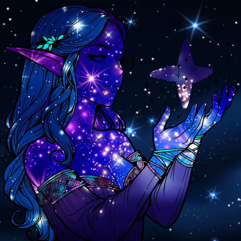 realistic elf girl doing magic