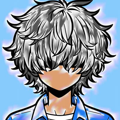 manga boy fluffy hair covering his eyes