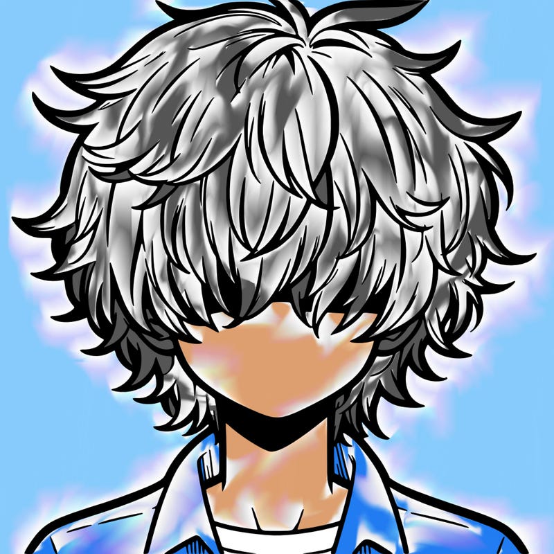 manga boy fluffy hair covering his eyes