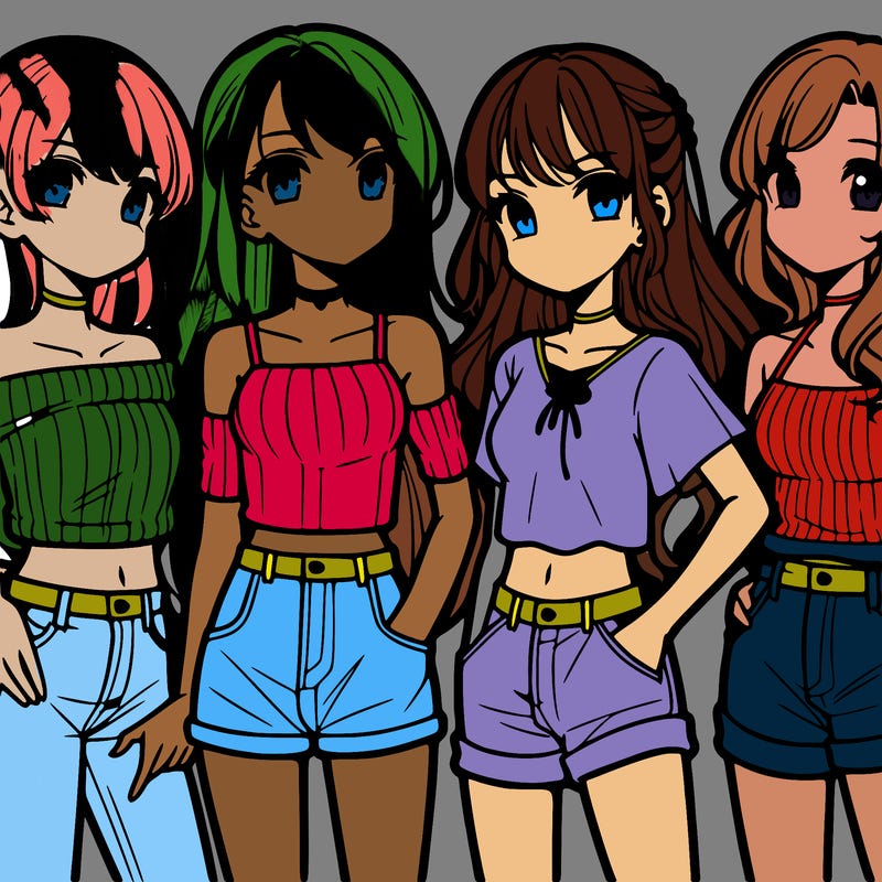 teen manga girls group of 4