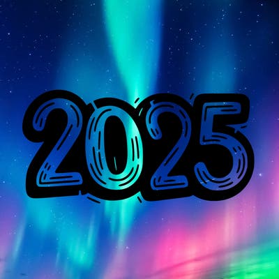 one line scrawled numbers sketch design “2025”