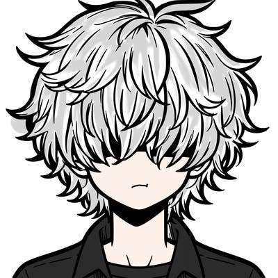 manga boy fluffy hair covering his eyes