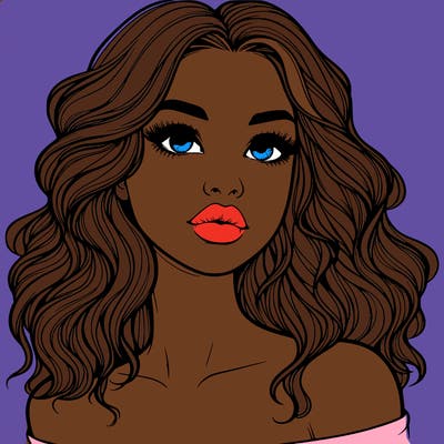 realistic girl with wavy hair and lips