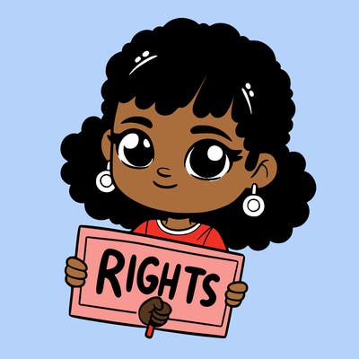 black girl holding a rights sign