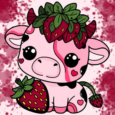 cute strawberry cow
