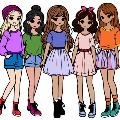 a group of five girls