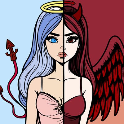 devil vs angel realistic girl