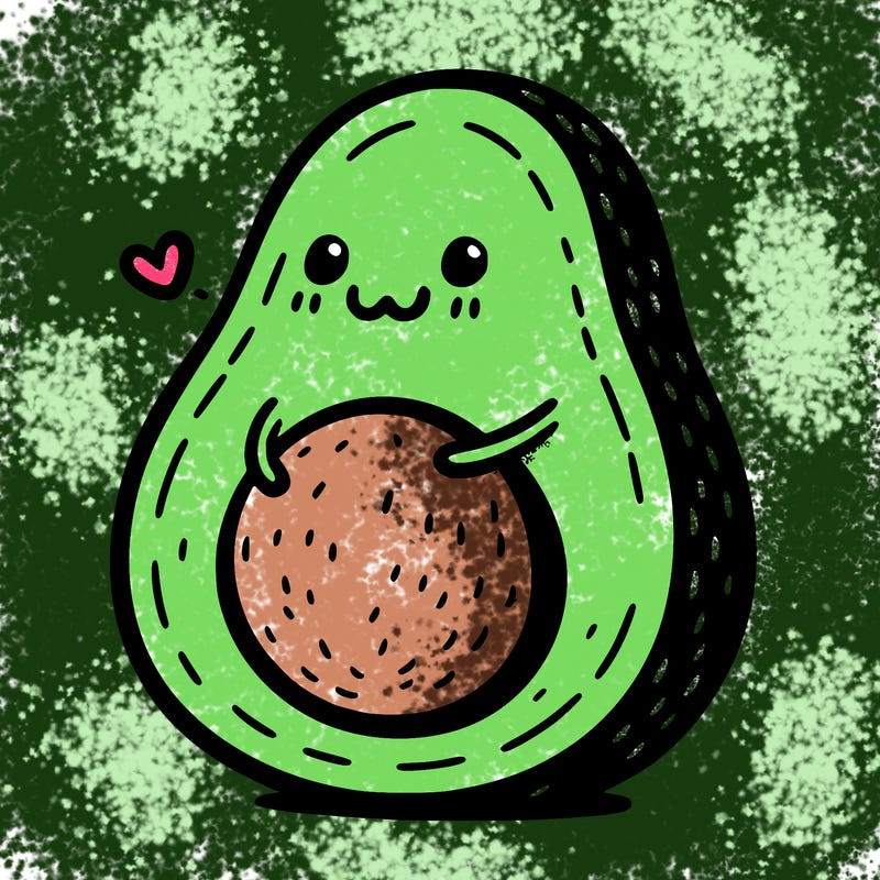 an avocado hugging an avocado
