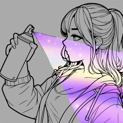 a realistic girl spray, painting