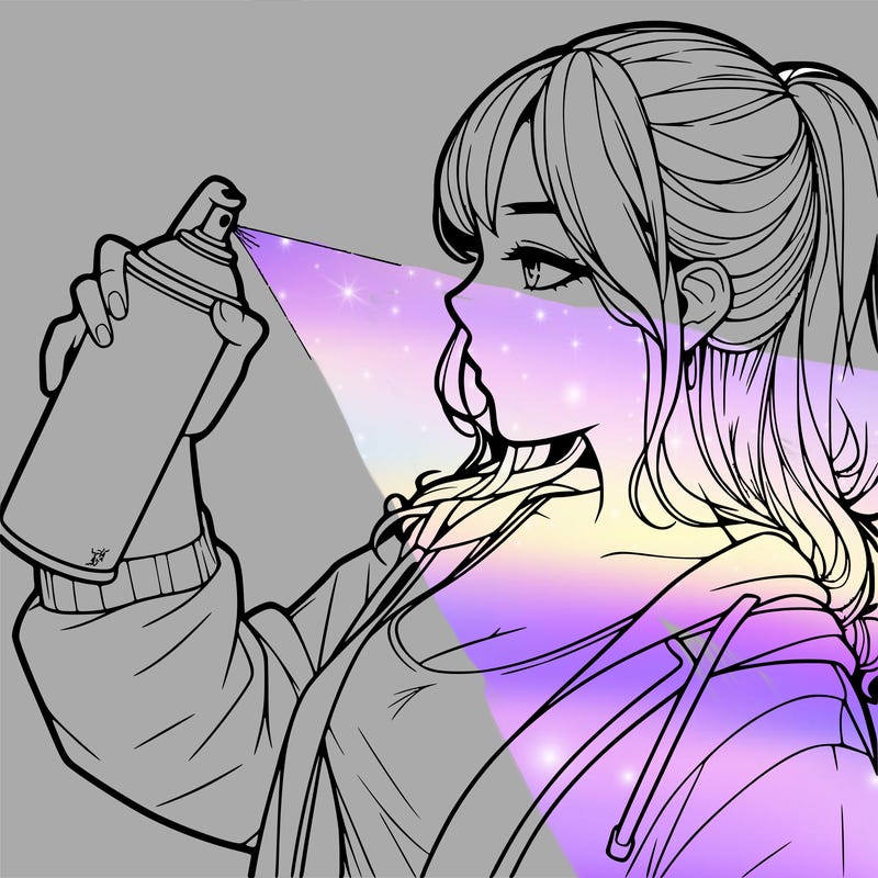 a realistic girl spray, painting