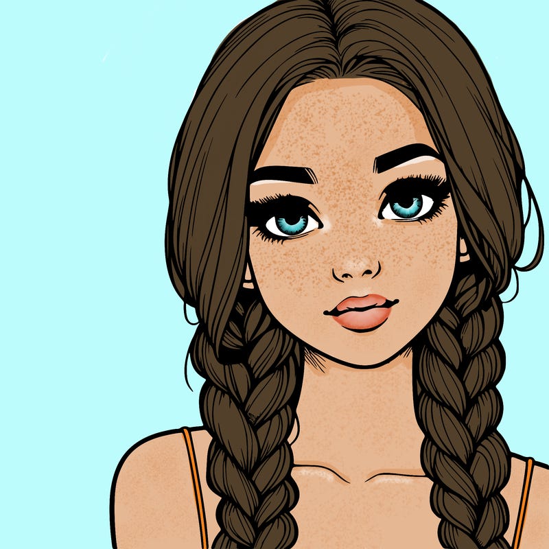 realistic girl with braids