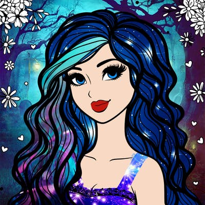 pretty woman with long wavy hair