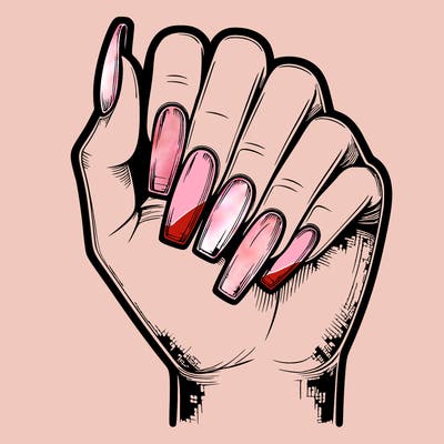 realistic hand with square nails