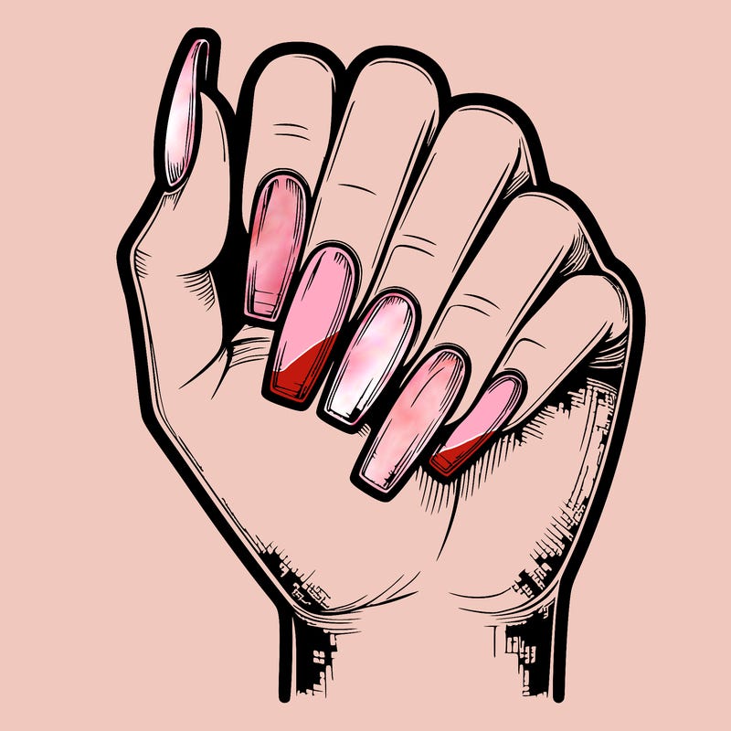 realistic hand with square nails