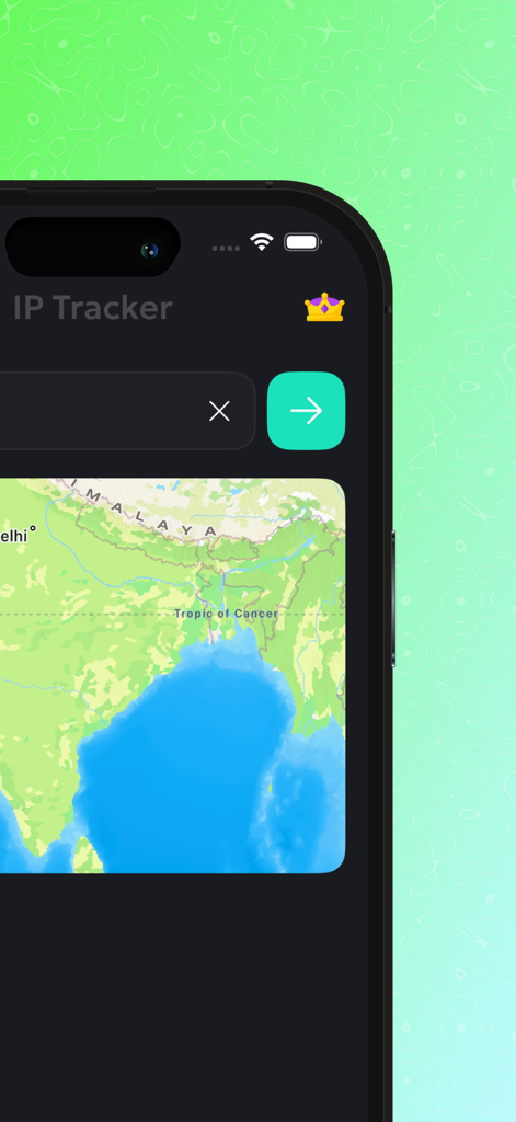 Interface of the SuperBlock app showing the IP tracker feature with a map view.