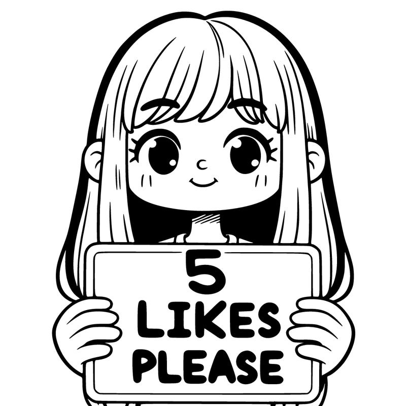 a girl holding a sign that says 5 likes please