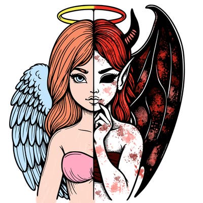 realistic angel half demon