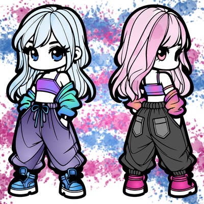 girl in crop top and baggy pants