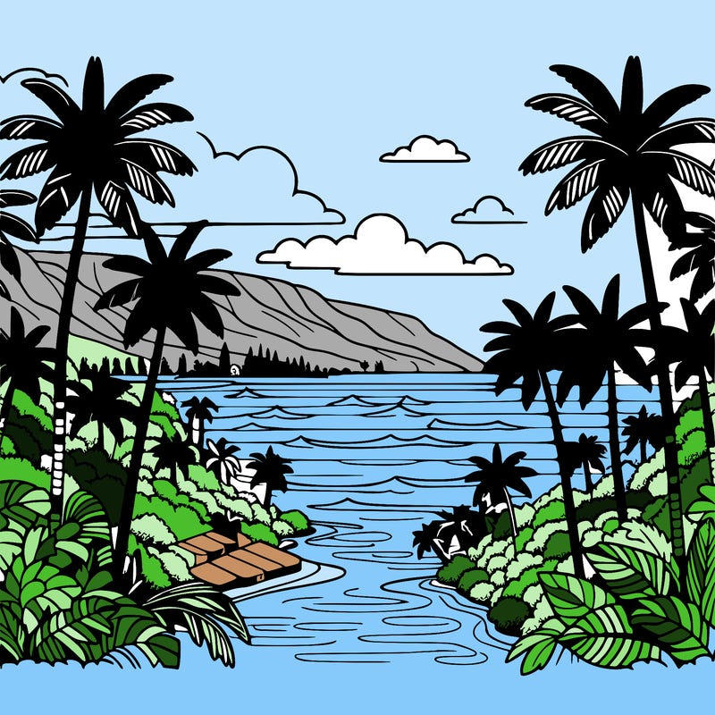 view of the ocean in hawaii lots of palm trees and beautiful view