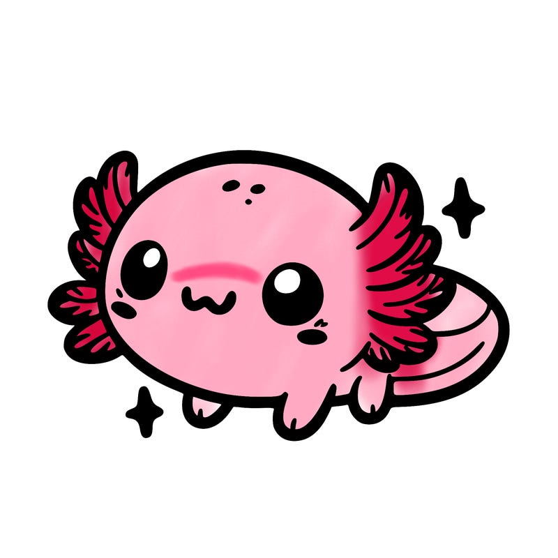 cute easy baby axolotl