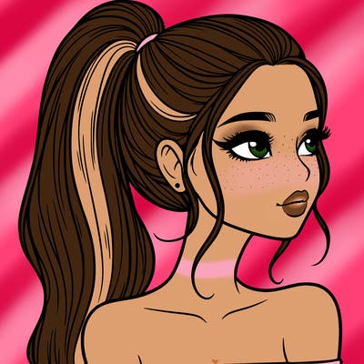 a beautiful and realistic girl with a high pony tail