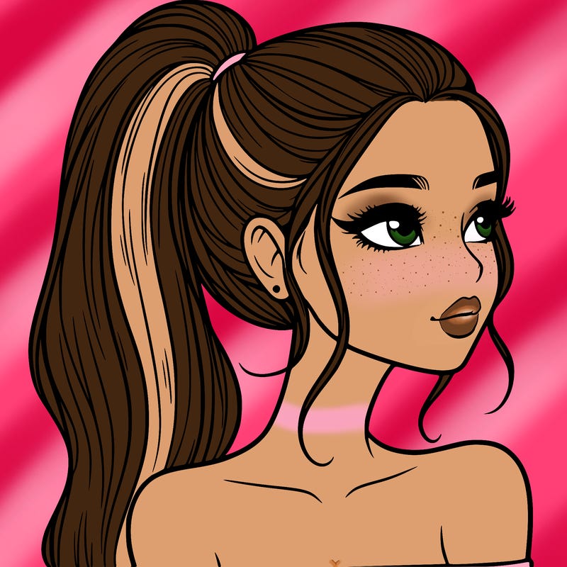 a beautiful and realistic girl with a high pony tail