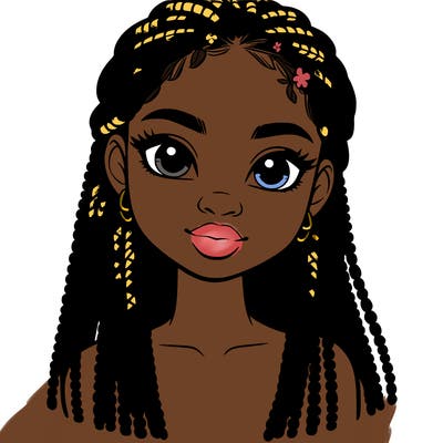a realistic black girl with braids