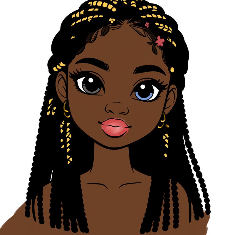 a realistic black girl with braids