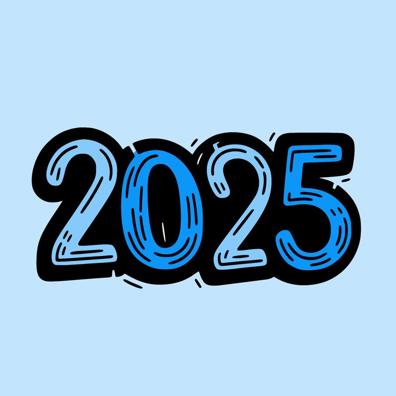 one line scrawled numbers sketch design “2025”