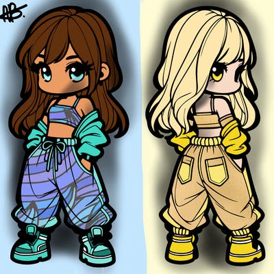 girl in crop top and baggy pants