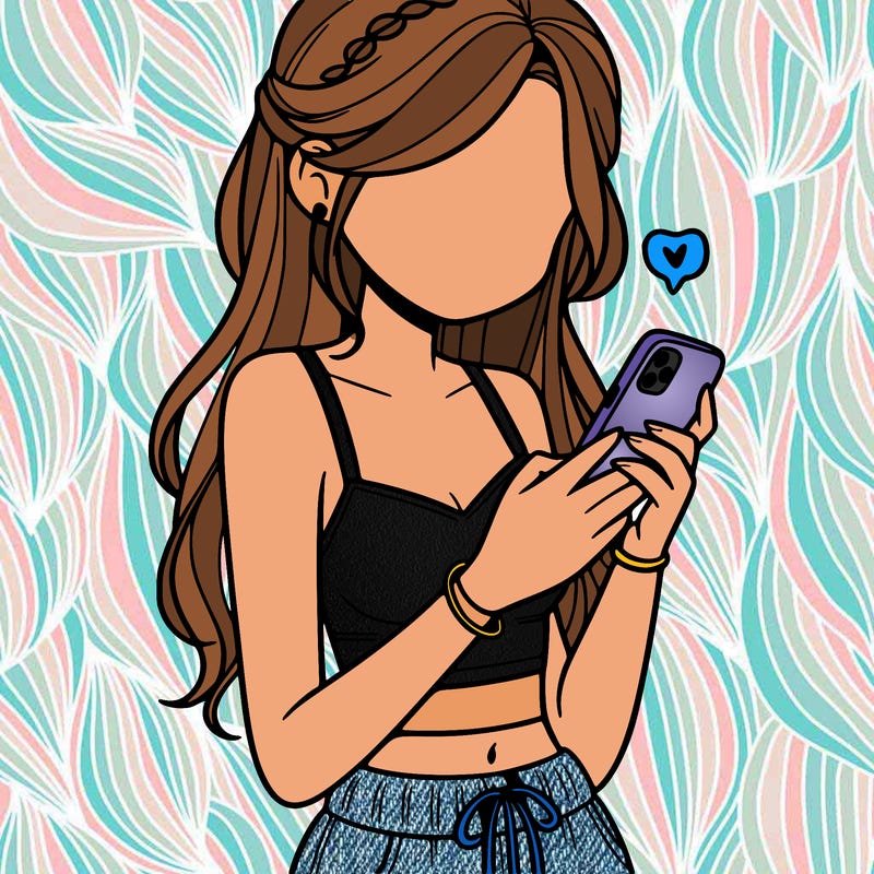 girl with crop top texting on her phone