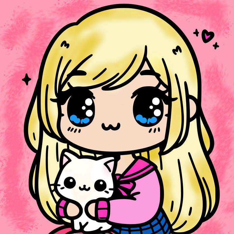 kawii girl holding a cat