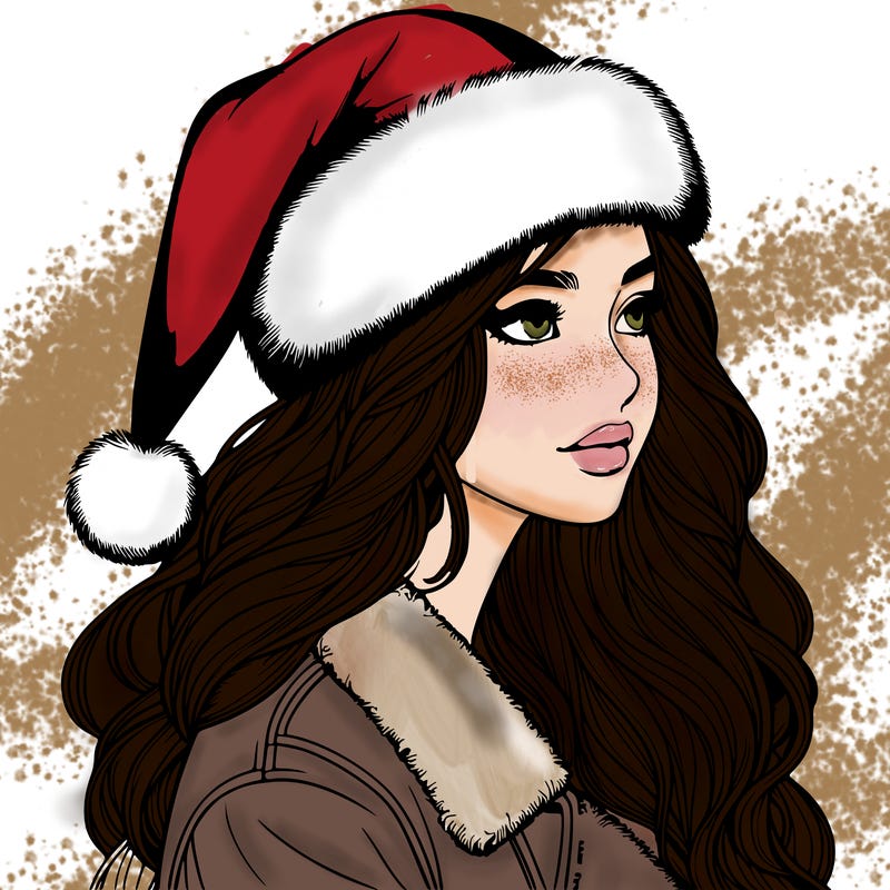 realistic girl in santa hat