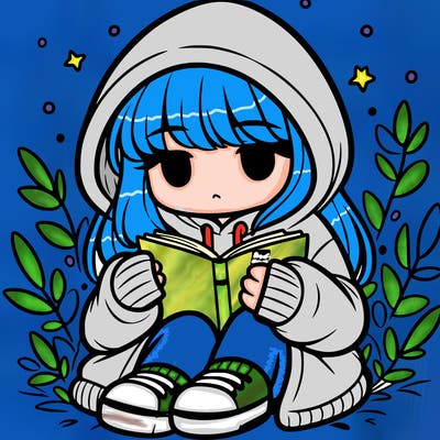 girl in oversized hoodie reading a book