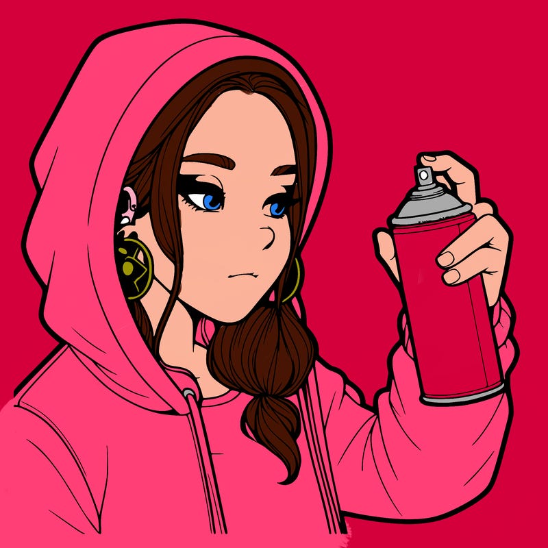 a realistic girl, spray painting