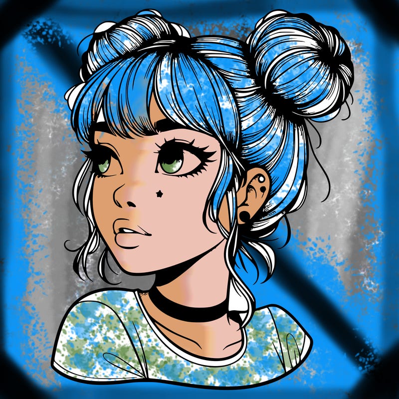 realistic girl with spacebuns