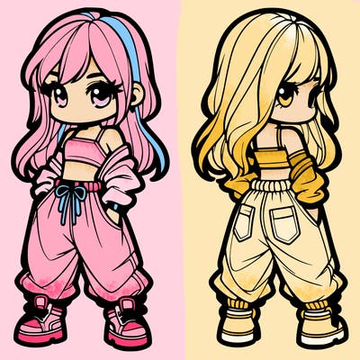 girl in crop top and baggy pants